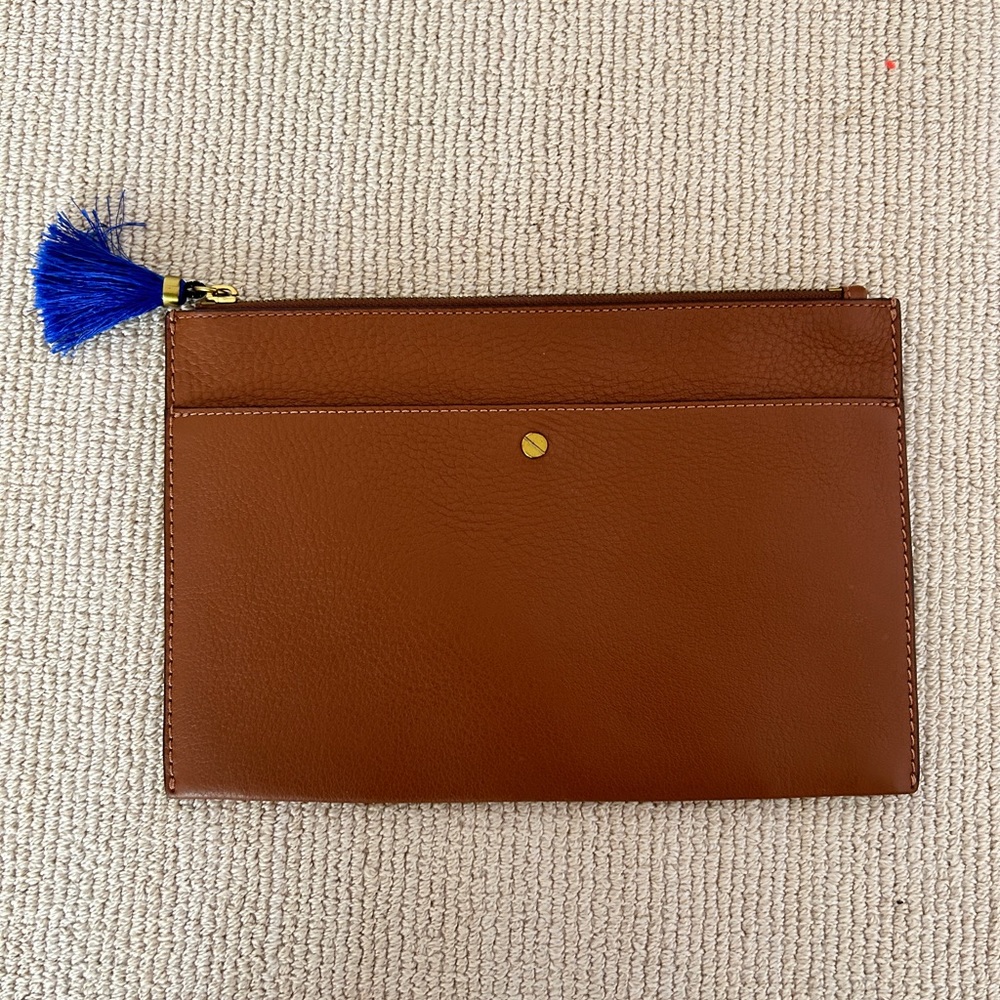 NWT J.Crew Large Signet Pouch in Italian Marbled Leather